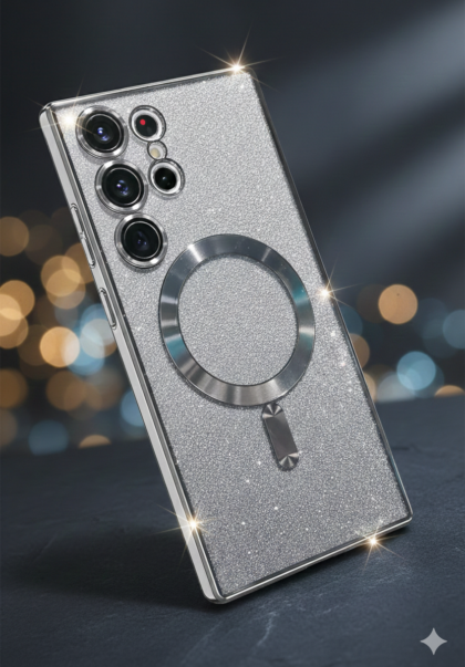 Glitzer Handyhülle in Silber für Samsung Galaxy S25 Luxus